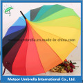 Мода и долговечный цвет радуги Прямоугольный открытый паговый зонтик